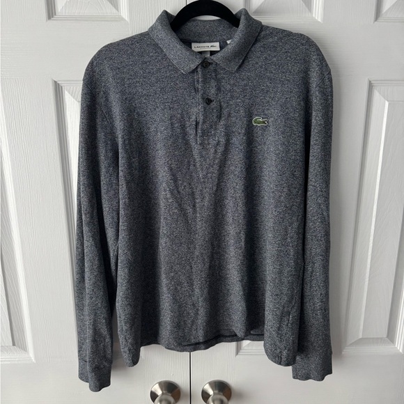 Lacoste Long Sleeve Polo Charcoal Heather Gray Classic Fit Size Large - Picture 1 of 5